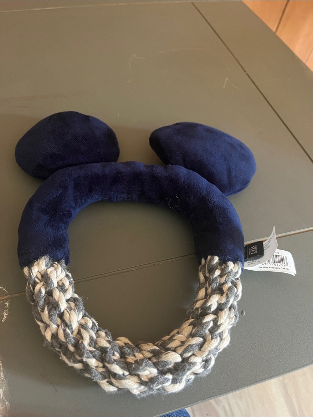 Disney Navy Plush Headband with Gray-Beige Braided Accent